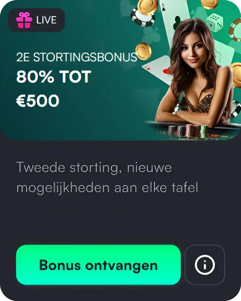 Tweede stortingsbonus 80% tot €500