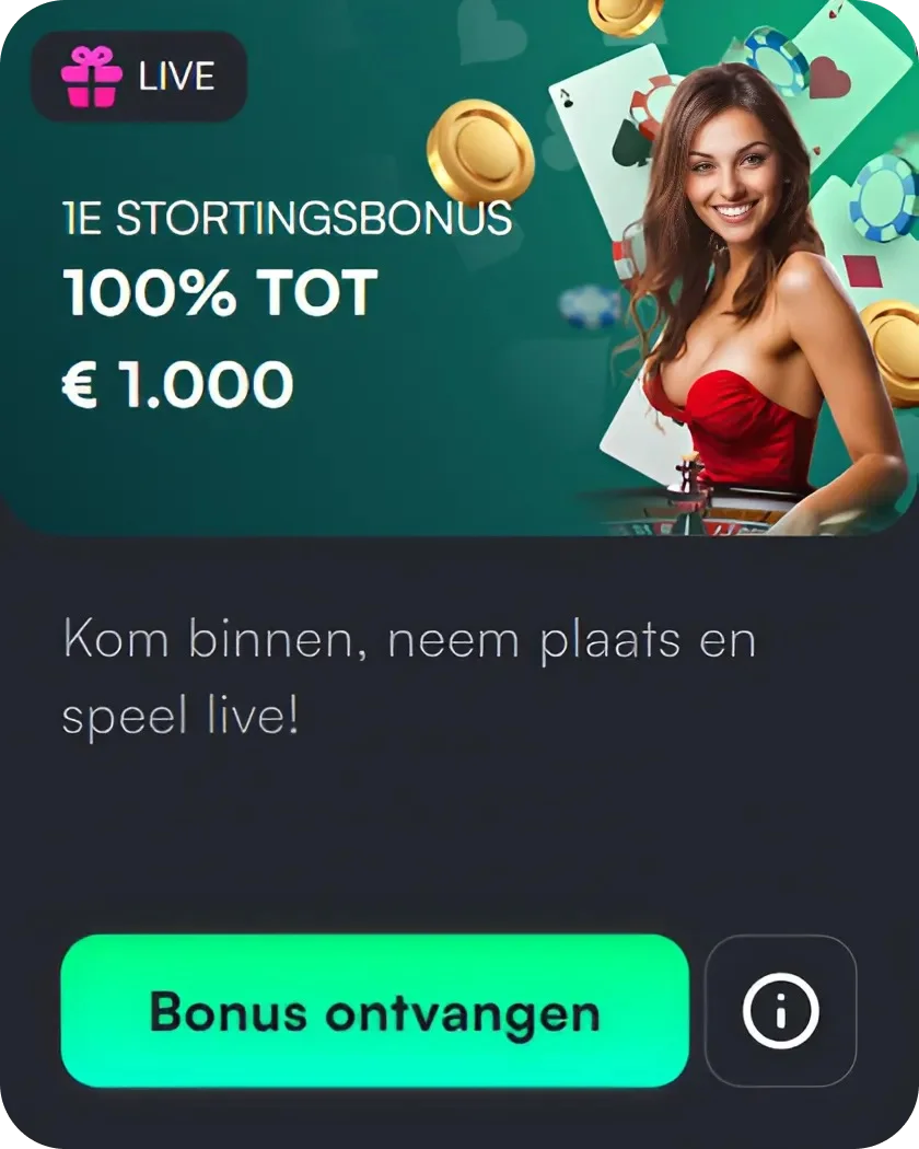 Eerste stortingsbonus 100% tot €1.000